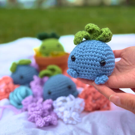 Crochet Oddish (pattern by KnotBad found here)