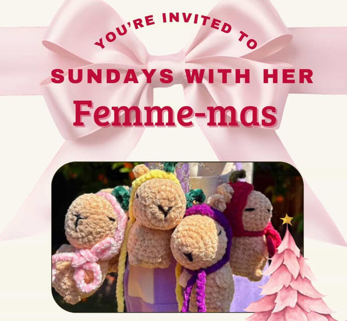 Femme-mas promotional poster for pop-up market at momstera lounge